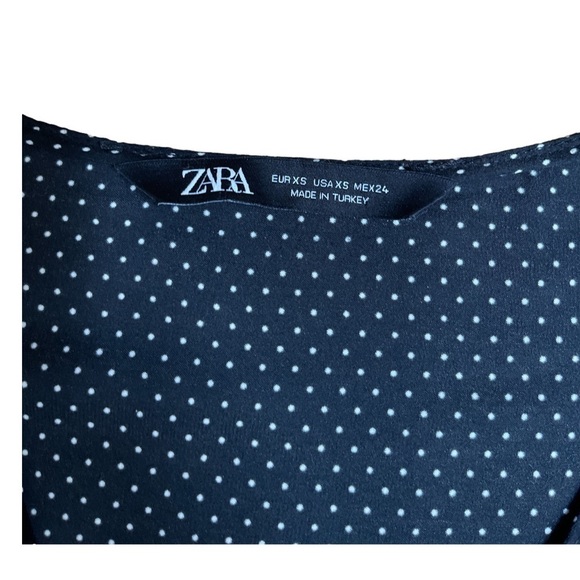 Zara black polka dot satin pleated dress XS - Picture 2 of 5